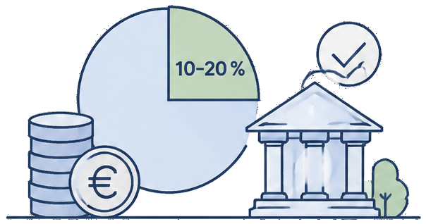 Illustration d'un apport de 10 à 20 % négocié auprès des banques